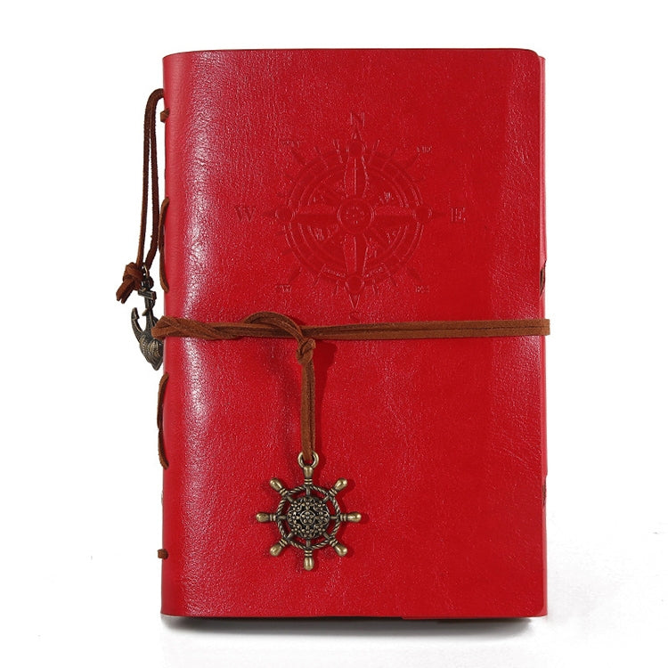ELECTROPRIME Spiral Notebook Diary Notepad Vintage Pirate Anchors PU Leather Stationery Gift Traveler Journal, Paper Size:S(Red)