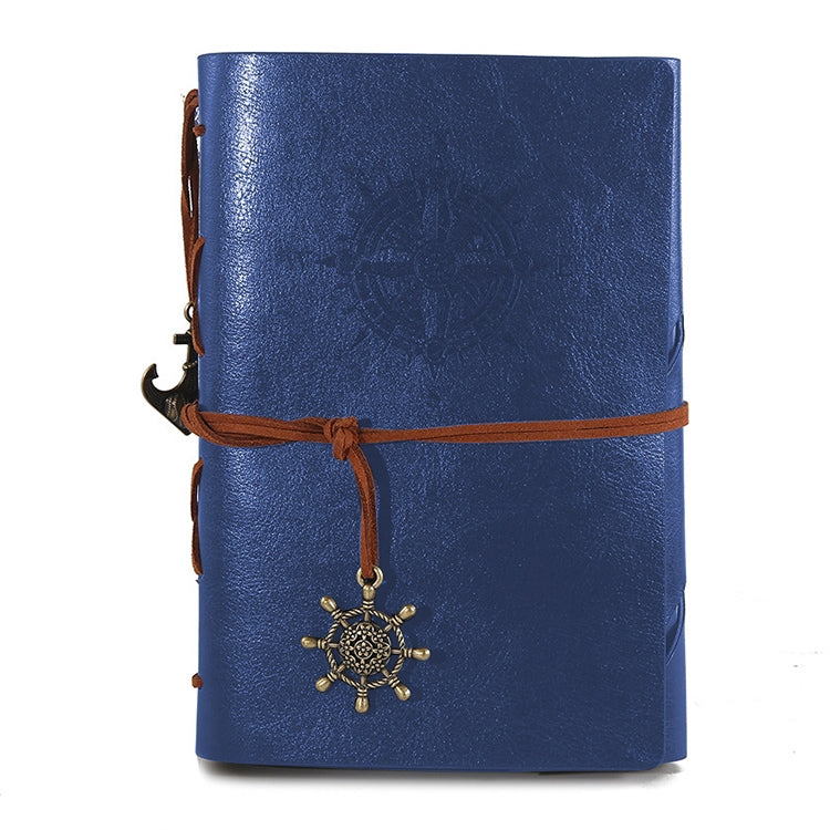 ELECTROPRIME Spiral Notebook Diary Notepad Vintage Pirate Anchors PU Leather Stationery Gift Traveler Journal, Paper Size:S(Blue)