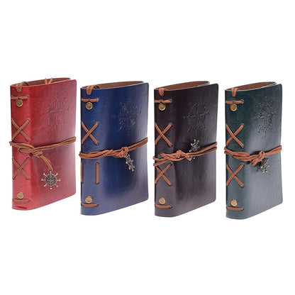 ELECTROPRIME Spiral Notebook Diary Notepad Vintage Pirate Anchors PU Leather Stationery Gift Traveler Journal, Paper Size:S(Blue)
