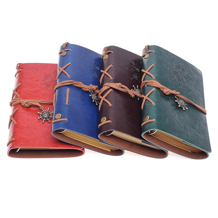 ELECTROPRIME Spiral Notebook Diary Notepad Vintage Pirate Anchors PU Leather Stationery Gift Traveler Journal, Paper Size:S(Blue)