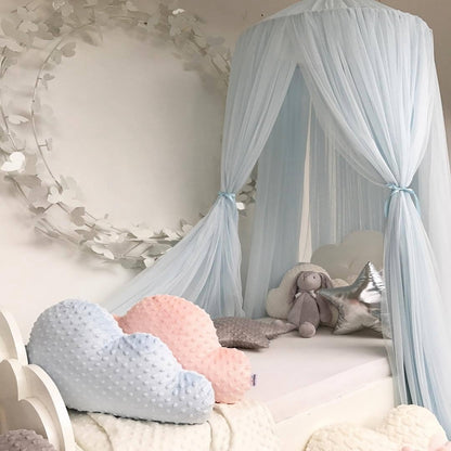 ELECTROPRIME Baby Bed Curtain Hung Dome Mosquito Net Girls Crown Hanging Net Princess Tents(Blue)
