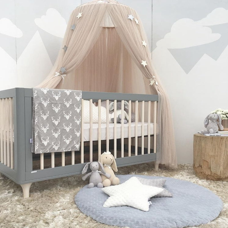 ELECTROPRIME Baby Bed Curtain Hung Dome Mosquito Net Girls Crown Hanging Net Princess Tents(Gray)