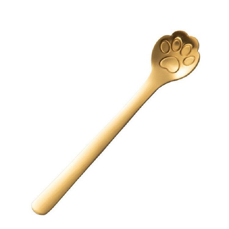 ELECTROPRIME Stainless Steel Creative Cat Claw Coffee Spoon Dessert Cake Spoon, Style:Cat Claw Spoon, Color:Gold