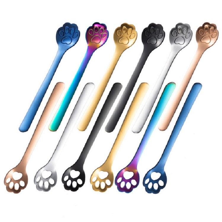 ELECTROPRIME Stainless Steel Creative Cat Claw Coffee Spoon Dessert Cake Spoon, Style:Cat Claw Spoon, Color:Gold