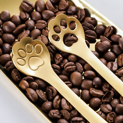 ELECTROPRIME Stainless Steel Creative Cat Claw Coffee Spoon Dessert Cake Spoon, Style:Cat Claw Spoon, Color:Gold