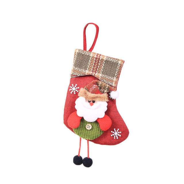 ELECTROPRIME Mini Christmas Stockings Gift Bags Christmas Decorations for Home Festival Party(Santa Claus Style)