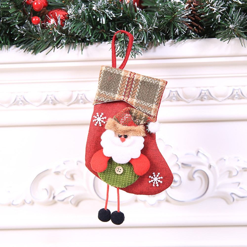 ELECTROPRIME Mini Christmas Stockings Gift Bags Christmas Decorations for Home Festival Party(Santa Claus Style)