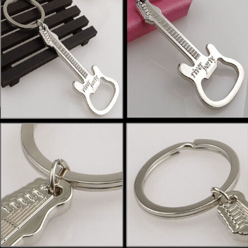 ELECTROPRIME 2 PCS Zinc Alloy Beer Guitar Bottle Opener Keychain Keyring Key Chain