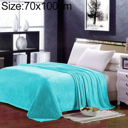ELECTROPRIME Solid Color Flannel Coral Fleece Blanket Super Soft Plaid Coverlet Sofa Cover Winter Warm Sheets Easy Wash Faux Fur Blankets, Size:70x100cm(Blue)