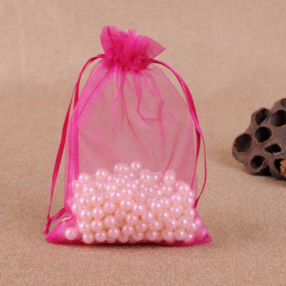 ELECTROPRIME 100 PCS Gift Bags Jewelry Organza Bag Wedding Birthday Party Drawable Pouches, Gift Bag Size:10x15cm(Rose)