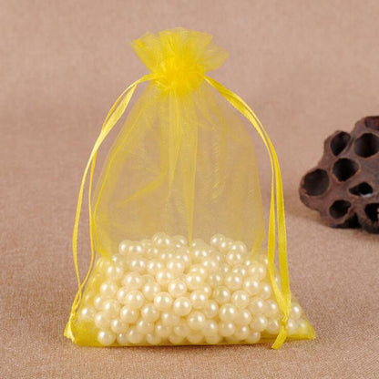 ELECTROPRIME 100 PCS Gift Bags Jewelry Organza Bag Wedding Birthday Party Drawable Pouches, Gift Bag Size:10x15cm(Yellow)