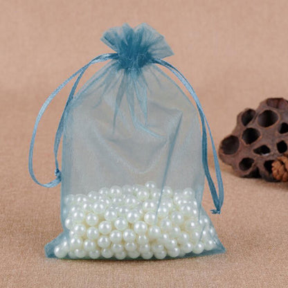 ELECTROPRIME 100 PCS Gift Bags Jewelry Organza Bag Wedding Birthday Party Drawable Pouches, Gift Bag Size:10x15cm(Dark Blue)