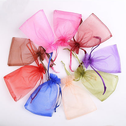 ELECTROPRIME 100 PCS Gift Bags Jewelry Organza Bag Wedding Birthday Party Drawable Pouches, Gift Bag Size:10x15cm(Light Purple)