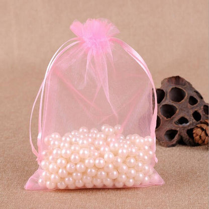 ELECTROPRIME 100 PCS Gift Bags Jewelry Organza Bag Wedding Birthday Party Drawable Pouches, Gift Bag Size:10x15cm(Light Pink)