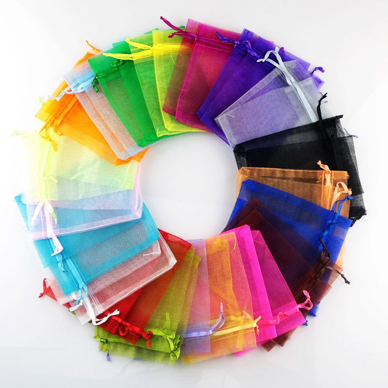 ELECTROPRIME 100 PCS Gift Bags Jewelry Organza Bag Wedding Birthday Party Drawable Pouches, Gift Bag Size:10x15cm(Sapphire Blue)