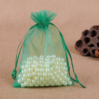 ELECTROPRIME 100 PCS Gift Bags Jewelry Organza Bag Wedding Birthday Party Drawable Pouches, Gift Bag Size:16X22cm(Blackish Green)