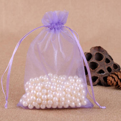 ELECTROPRIME 100 PCS Gift Bags Jewelry Organza Bag Wedding Birthday Party Drawable Pouches, Gift Bag Size:20x30cm(Light Purple)