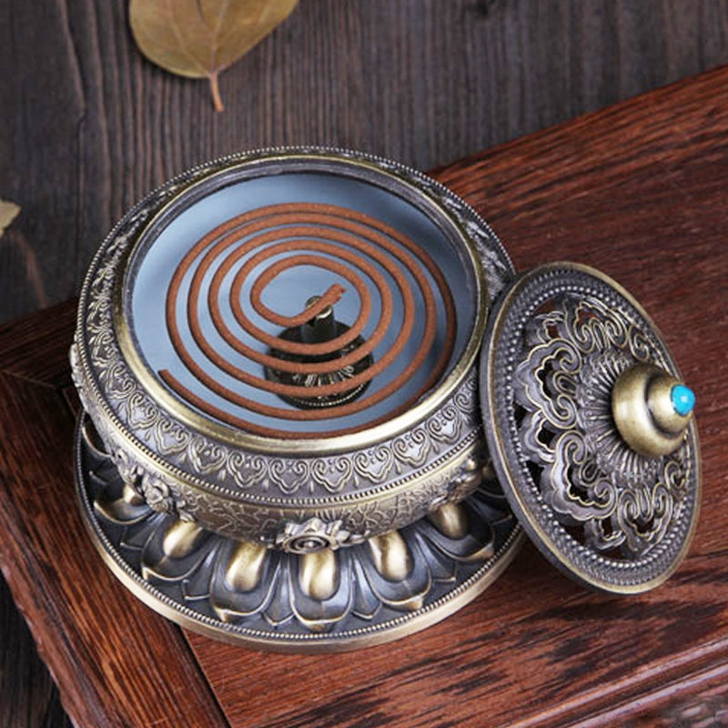 ELECTROPRIME Unique Mosquito Incense Burner Mosquito Coil Holder with Metal Mesh Cover(Bronze)