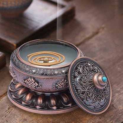 ELECTROPRIME Unique Mosquito Incense Burner Mosquito Coil Holder with Metal Mesh Cover(Red Bronze)