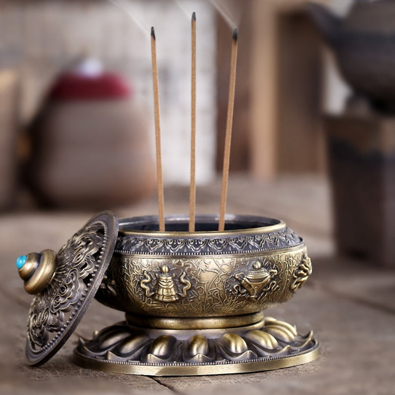 ELECTROPRIME Unique Mosquito Incense Burner Mosquito Coil Holder with Metal Mesh Cover(Red Bronze)