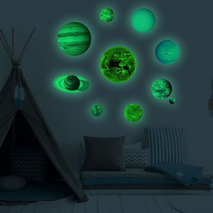 ELECTROPRIME E wall Planet Solar System Fluorescent Wall Stickers Room Bedroom Luminous Wall Stickers(Small Size)