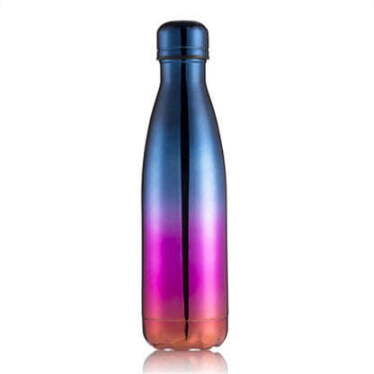 ELECTROPRIME Thermal Cup Vacuum Flask Heat Water Bottle Portable Stainless Steel Sports Kettle, Capacity:500ml(Blue Purple Gold)