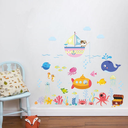 ELECTROPRIME Ocean Cartoon Wall Sticker Bathroom Underwater World Fish Home DIY Stickers