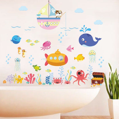 ELECTROPRIME Ocean Cartoon Wall Sticker Bathroom Underwater World Fish Home DIY Stickers