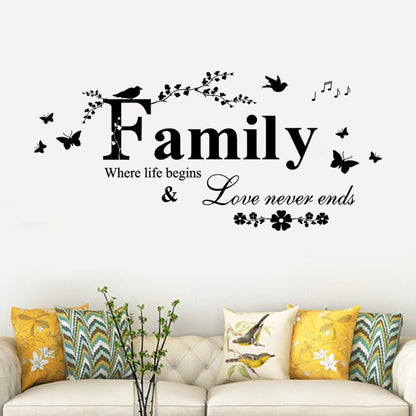 ELECTROPRIME Family English Letter Creative Living Room Porch Decoration Background Wall Stickers