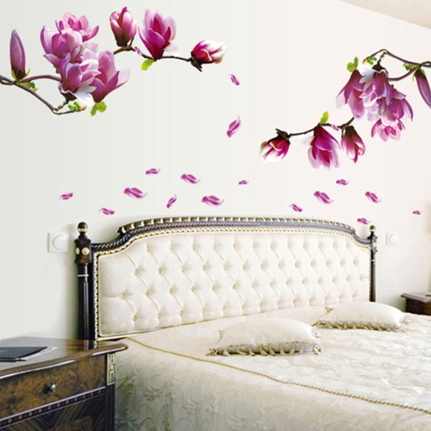 ELECTROPRIME Creative PVC Magnolia DecalsWallpaper Removable DIY Art Home Decoration