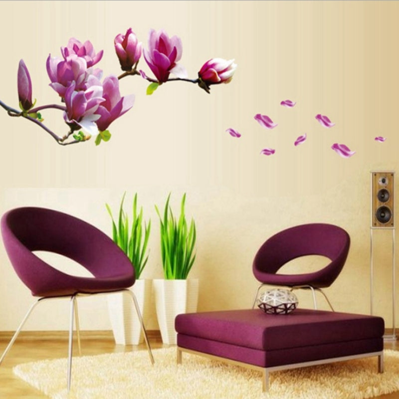 ELECTROPRIME Creative PVC Magnolia DecalsWallpaper Removable DIY Art Home Decoration