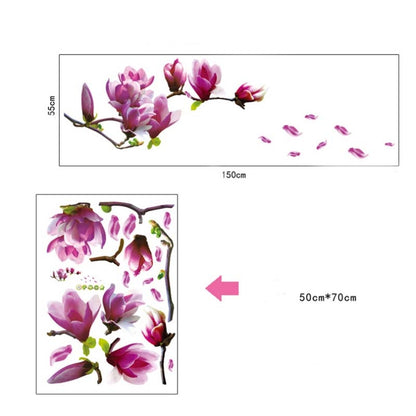 ELECTROPRIME Creative PVC Magnolia DecalsWallpaper Removable DIY Art Home Decoration