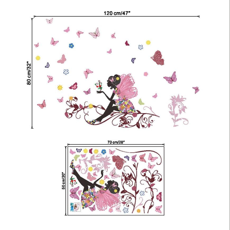 ELECTROPRIME Removable Butterfly Fairy Bedroom Living Room Wall Sticker