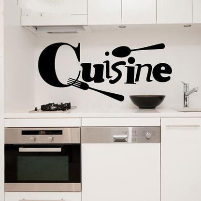 ELECTROPRIME Spoon Fork Carved Kitchen Sticker Restaurant Background Wall Decoration Stickers