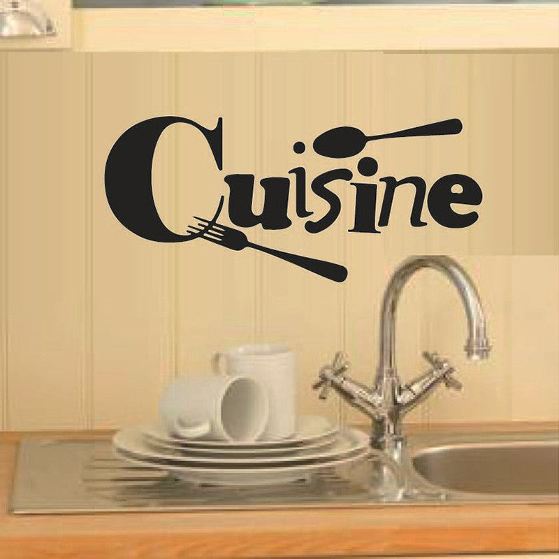 ELECTROPRIME Spoon Fork Carved Kitchen Sticker Restaurant Background Wall Decoration Stickers