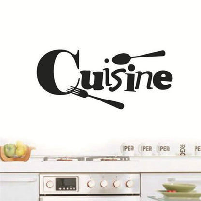 ELECTROPRIME Spoon Fork Carved Kitchen Sticker Restaurant Background Wall Decoration Stickers