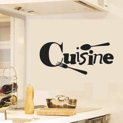 ELECTROPRIME Spoon Fork Carved Kitchen Sticker Restaurant Background Wall Decoration Stickers