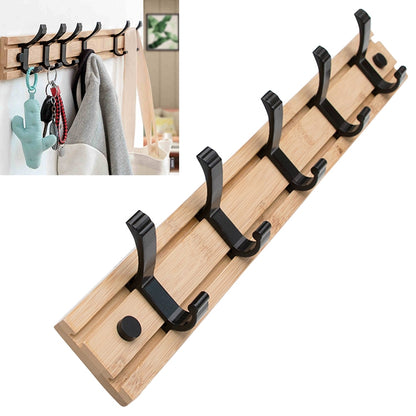 ELECTROPRIME Fashion Wooden Free Punching Hook Coat Rack Hanger Hook for Bedroom Living Room or Wardrobe, Size:5 Hooks