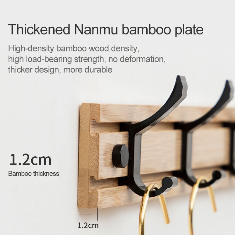ELECTROPRIME Fashion Wooden Free Punching Hook Coat Rack Hanger Hook for Bedroom Living Room or Wardrobe, Size:5 Hooks