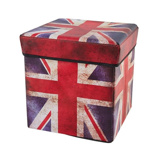 ELECTROPRIME Multifunctional Storage Stool Can Sit Adult Folding Chair Home Change Shoe Bench Children Storage Box(Union Jack)