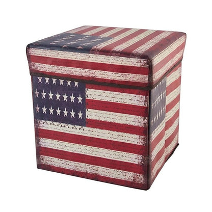 ELECTROPRIME Multifunctional Storage Stool Can Sit Adult Folding Chair Home Change Shoe Bench Children Storage Box(Star Spangled Banner)