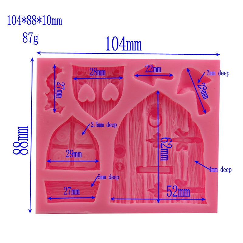 ELECTROPRIME 2 PCS Cartoon House Wooden Window Shape Silicone Candy Mold Fairy Tale Cake Decorating Tool
