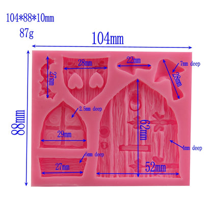 ELECTROPRIME 2 PCS Cartoon House Wooden Window Shape Silicone Candy Mold Fairy Tale Cake Decorating Tool