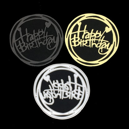ELECTROPRIME Round Happy Birthday Knife Die DIY Clip Book Album Greeting Card Making Stencil