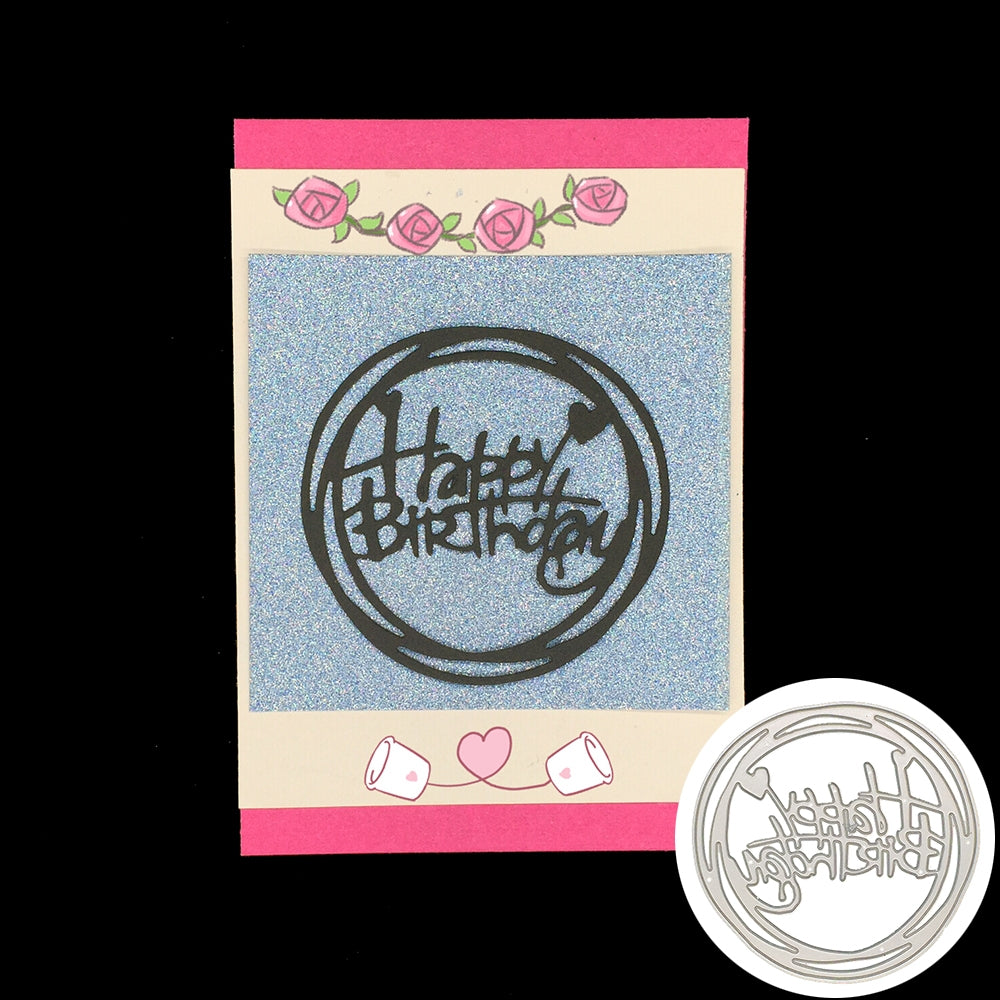 ELECTROPRIME Round Happy Birthday Knife Die DIY Clip Book Album Greeting Card Making Stencil