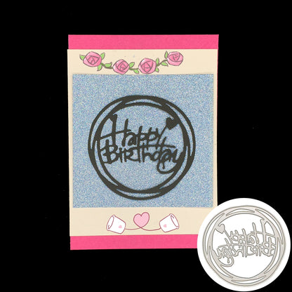 ELECTROPRIME Round Happy Birthday Knife Die DIY Clip Book Album Greeting Card Making Stencil