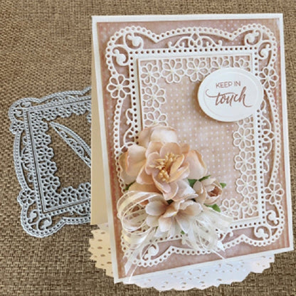 ELECTROPRIME Rectangle Flower Border Knife Mold DIY Greeting Card Cutting Book Album Making Mold