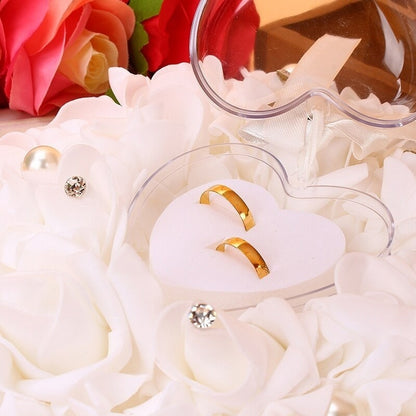 ELECTROPRIME Heart-shaped Ring Box can Hang Simulation Foam Rose Ring Pillow Wedding Supplies(Red)