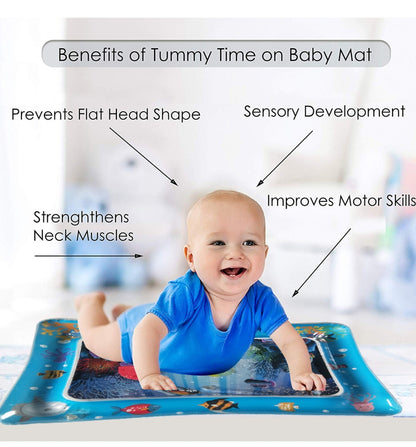 ELECTROPRIME Baby Inflatable Aquarium Water Playing Cushion Prostrate Pad Toy Mat Light Blue 66*50cm