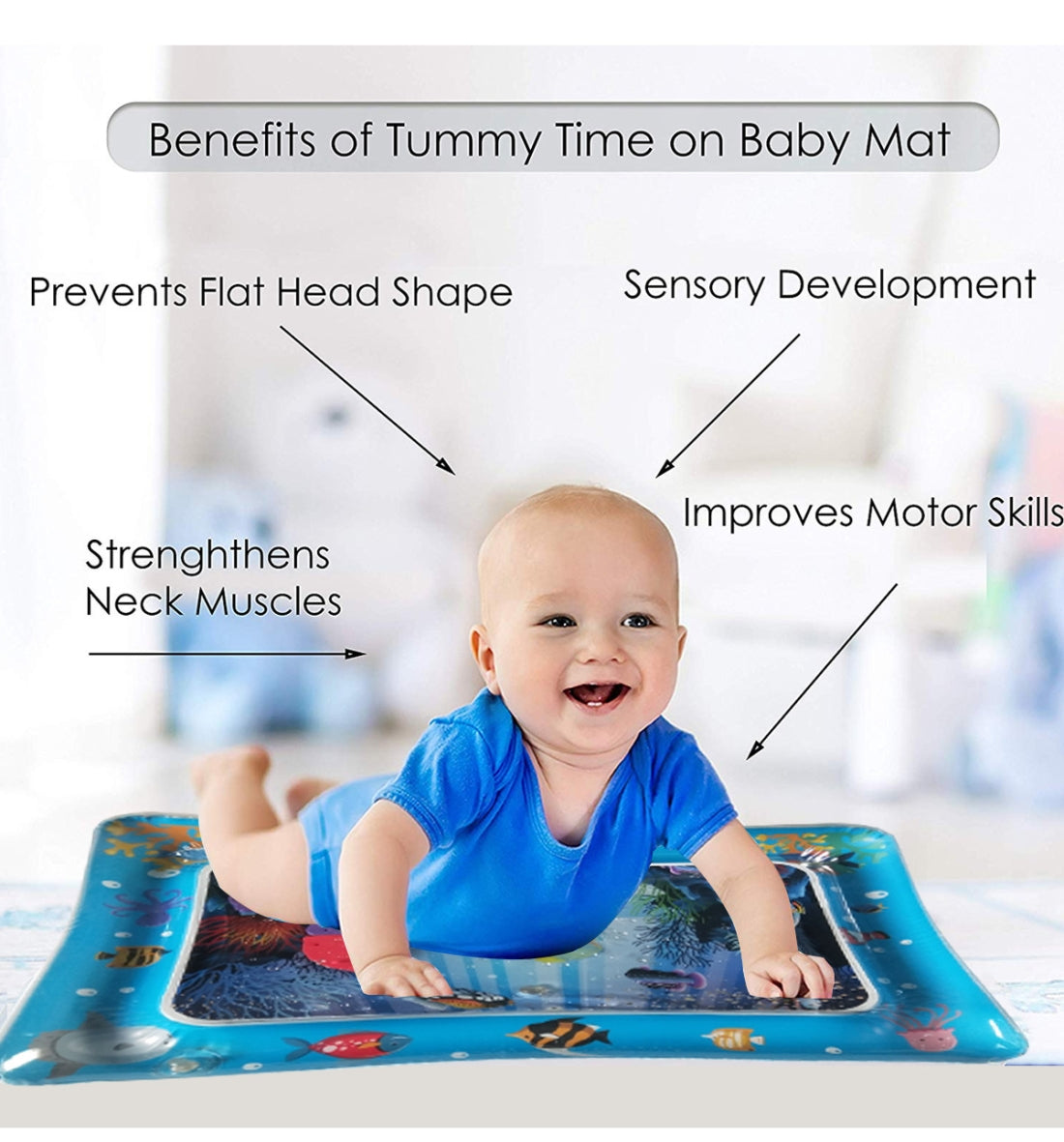 ELECTROPRIME Baby Inflatable Aquarium Water Playing Cushion Prostrate Pad Toy Mat White 60*50cm